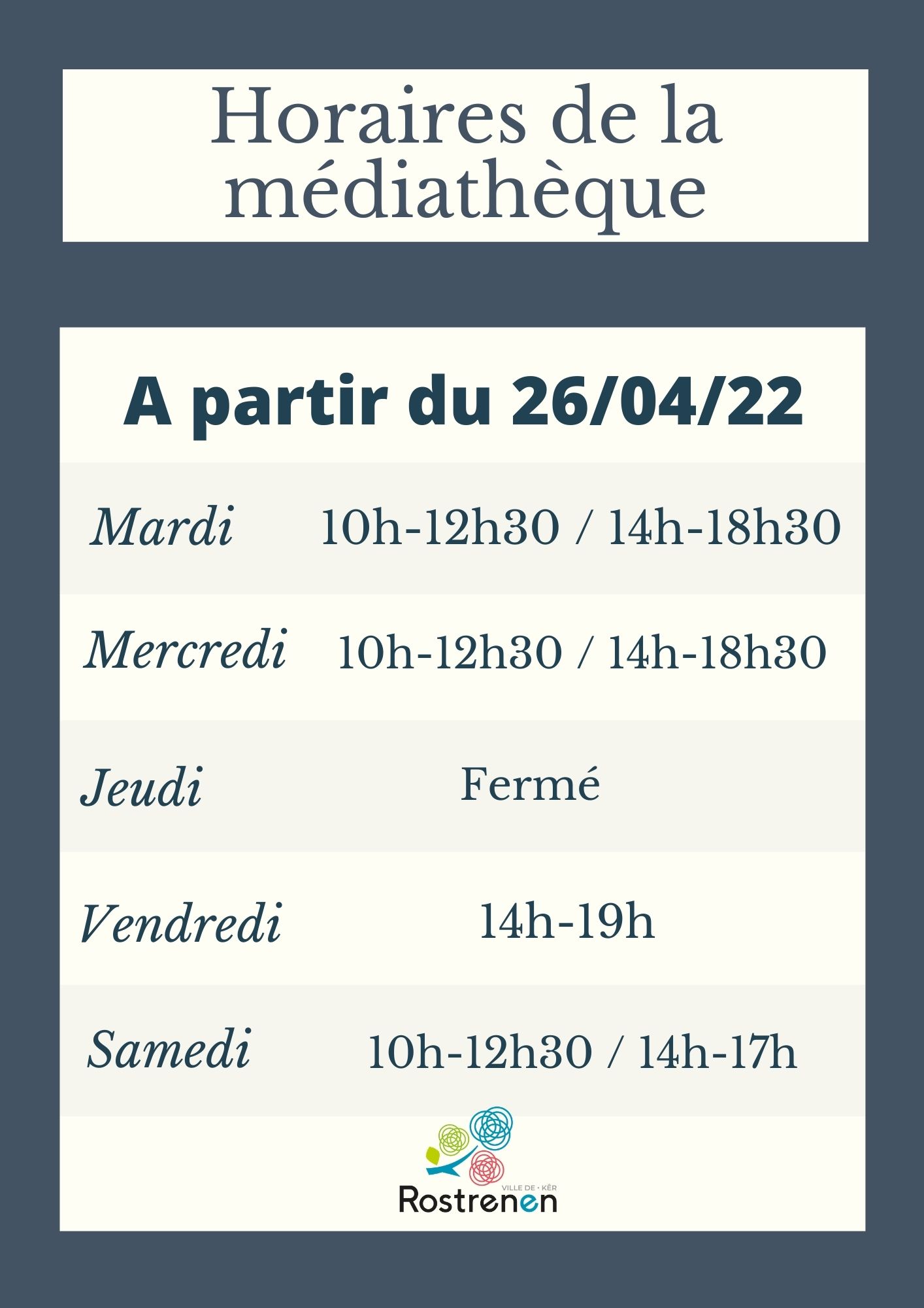 Nouveaux horaires médiathèque